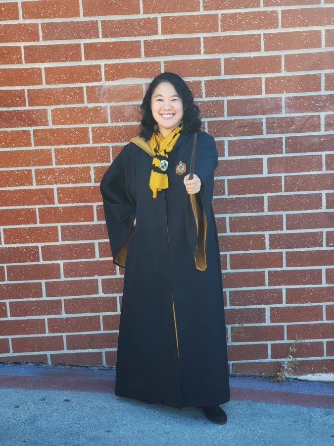 Ms. Mori in her Hufflepuff robe.