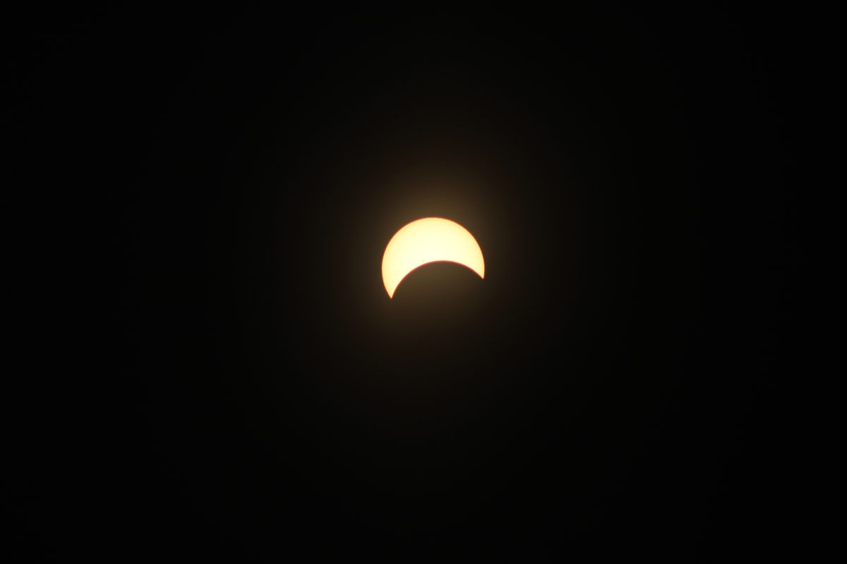 Solar eclipse as see from Rosemont right before its peak at the beginning of snack.